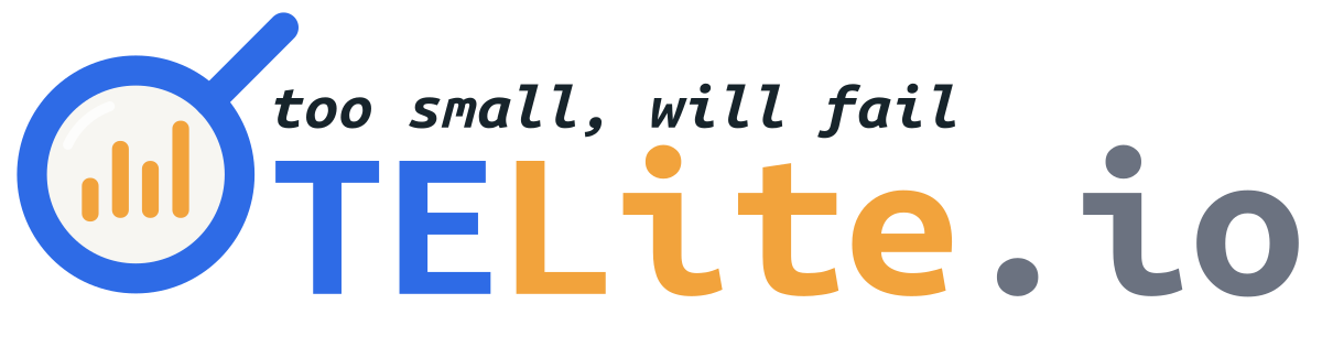 OTELite.io, the loupe logo with the slogan too small, will fail